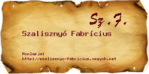 Szalisznyó Fabrícius névjegykártya