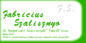 fabricius szalisznyo business card